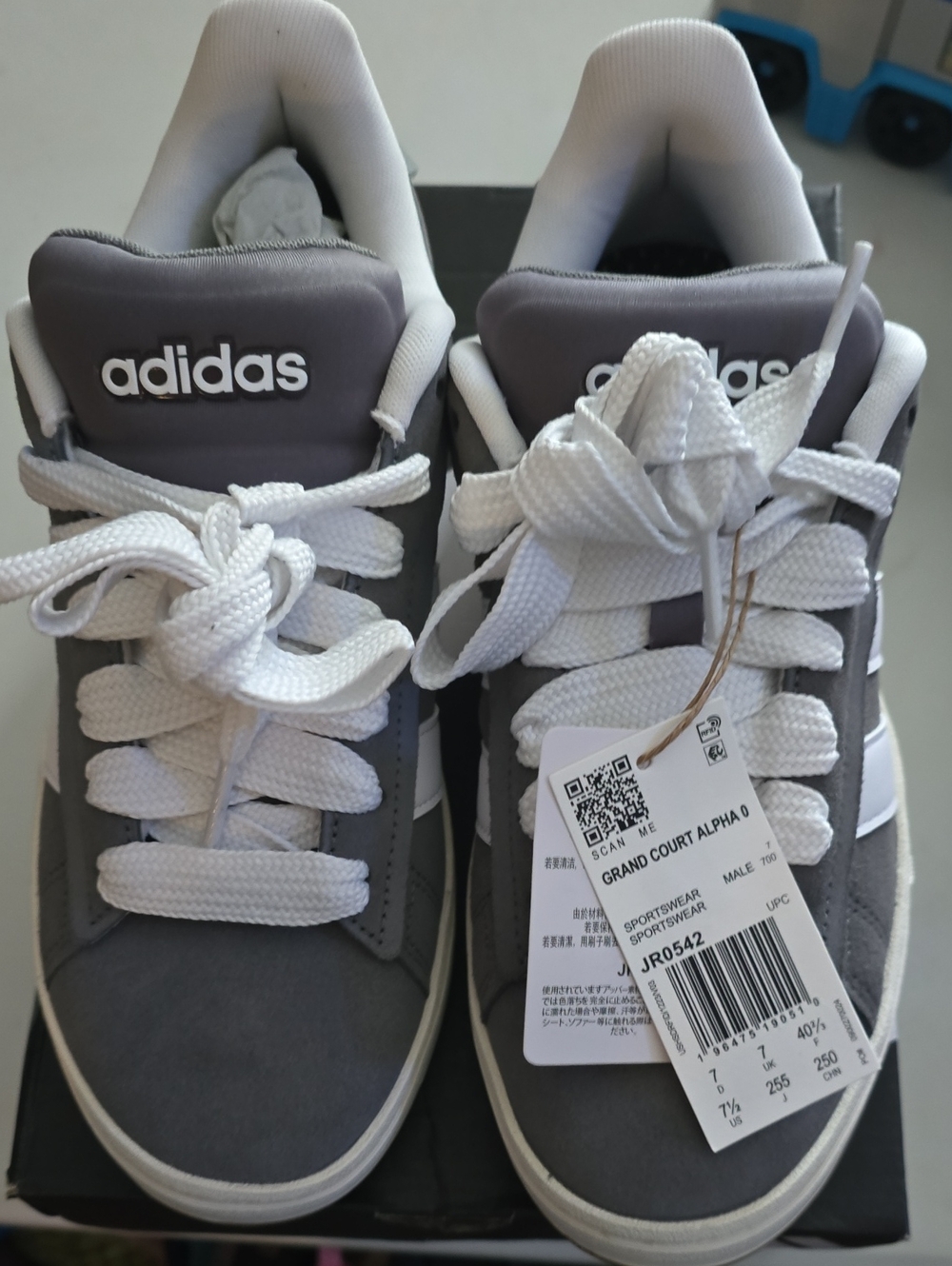 adidas Mens Grand Court Alpha Sneakers in Gray and White